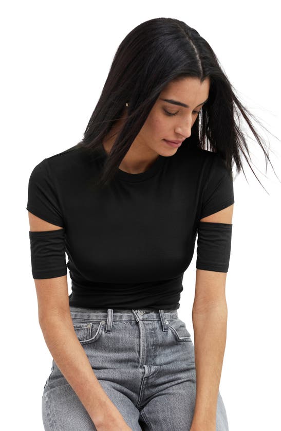 Shop Marcella Esme Cutout Sleeve Top In Black
