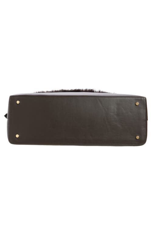 Totême Toteme T-lock Leather & Genuine Shearling Top Handle Bag In Bark