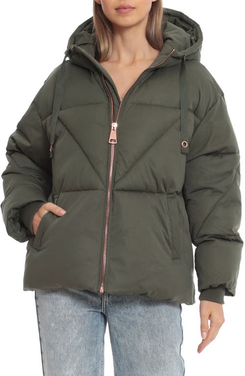 Avec Les Filles Water Resistant Hooded Puffer Coat in Utility