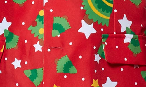 Opposuits Christmas Trees & Stars Trim Fit Suit & Tie In Red