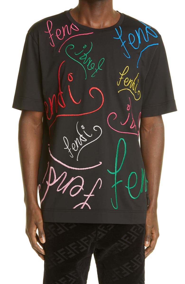 Fendi x Noel Fielding Script Embroidered Cotton T-Shirt | Nordstrom Fendi x Noel Fielding Script Embroidered Cotton T-Shirt | Nordstrom