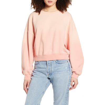 Agolde Balloon Sleeve Tie Dye Cotton Sweatshirt, Orange