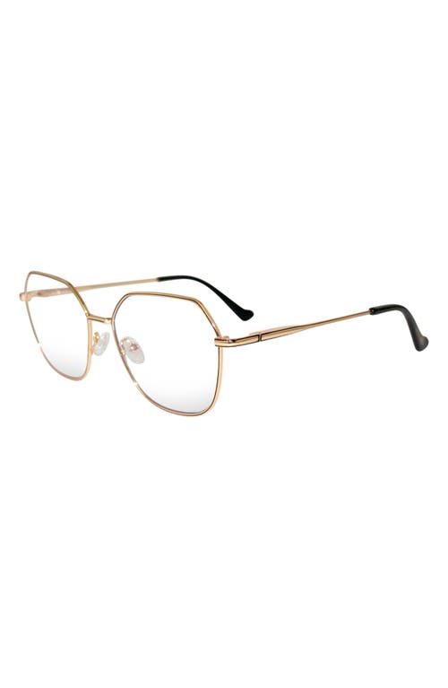 Fifth & Ninth Selena 54mm Geometric Blue Light Blocking Glasses In Gold/clear