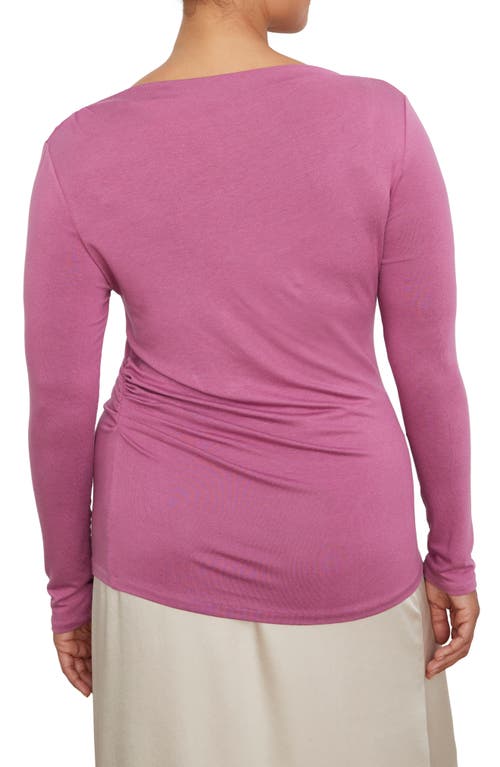 Vince Drape Neck Long Sleeve Top In 691cam-camelia