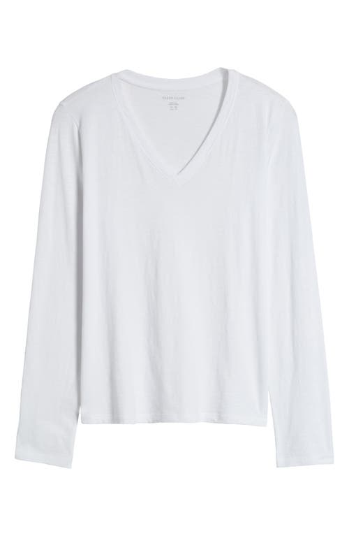 Eileen Fisher Easy V-neck Long Sleeve Organic Cotton T-shirt In White