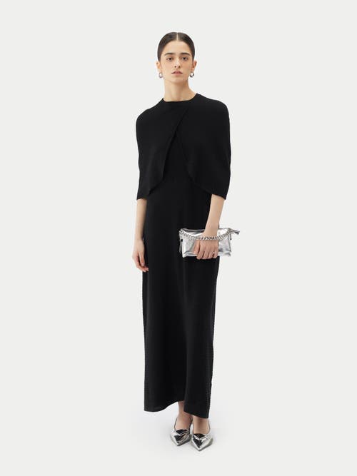 Gobi Mongolian Cashmere Lightweight Silk Cashmere Capelet In Black