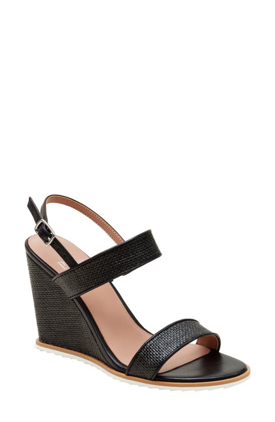 Shop Linea Paolo Edith Wedge Sandal In Black Raffia