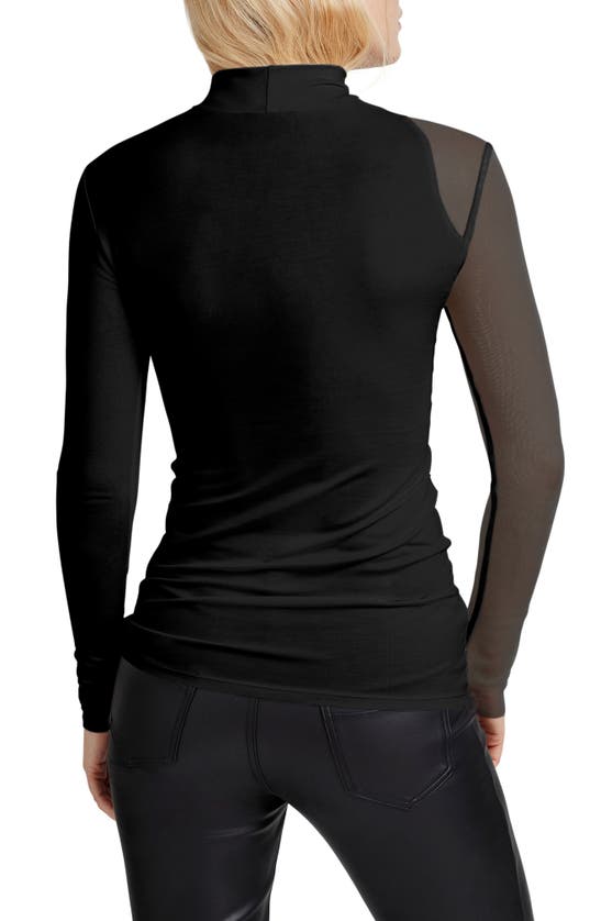 Marcella Ysabel Mesh Panel Jersey Top In Black