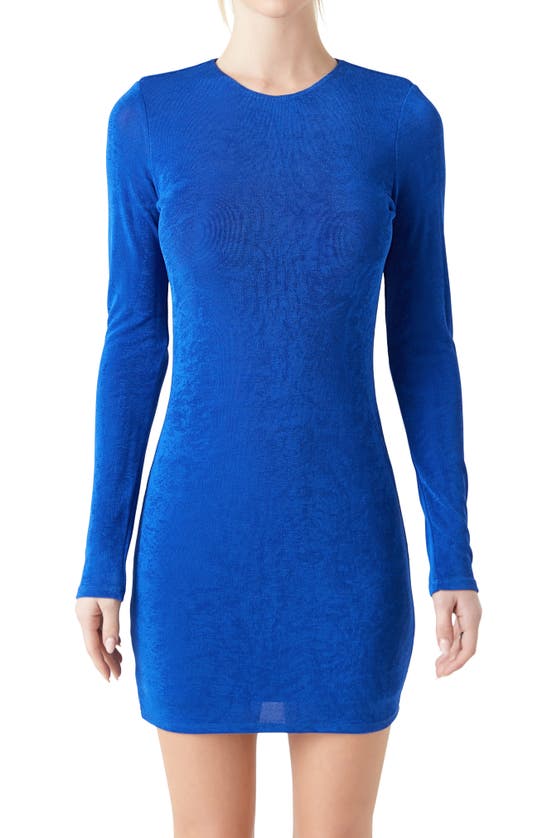 Shop Grey Lab Long Sleeve Mini Sweater Dress In Blue