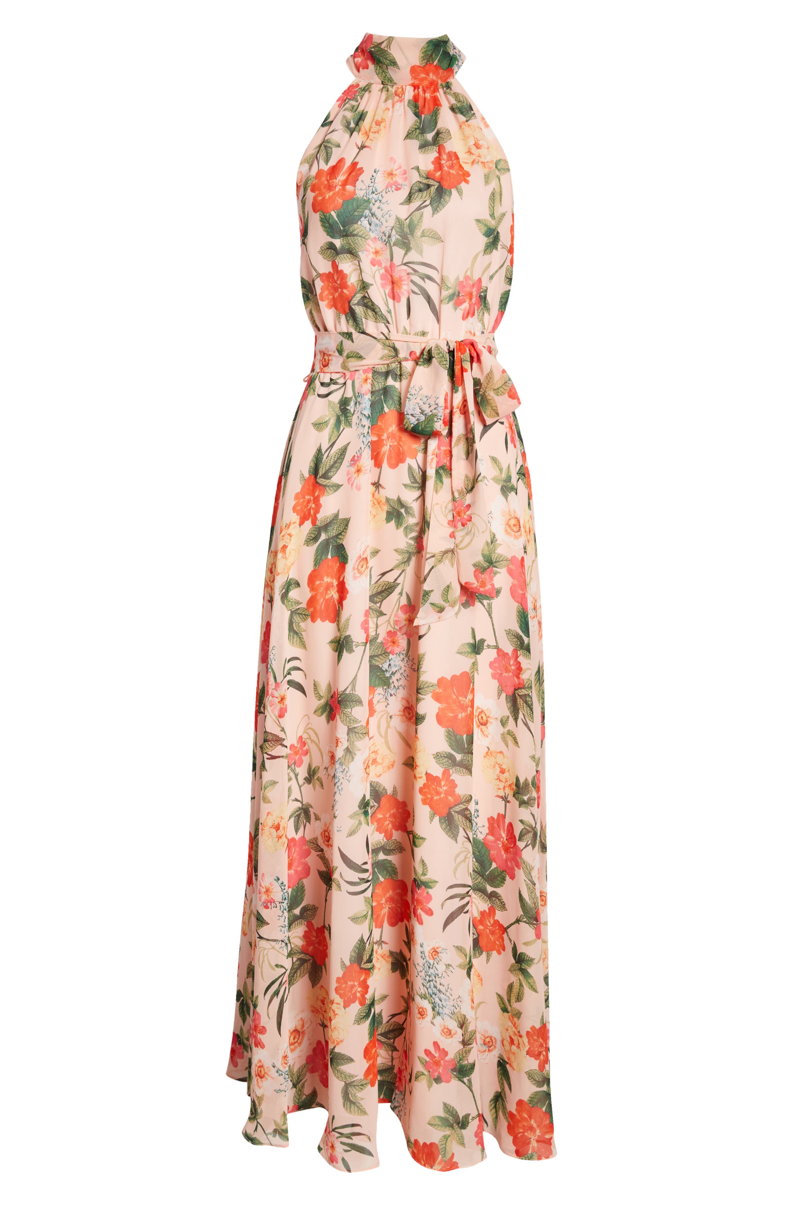 Eliza J Women's Floral-Print Halter Chiffon Gown - Blush | Smart Closet Eliza J Women's Floral-Print Halter Chiffon Gown - Blush | Smart Closet