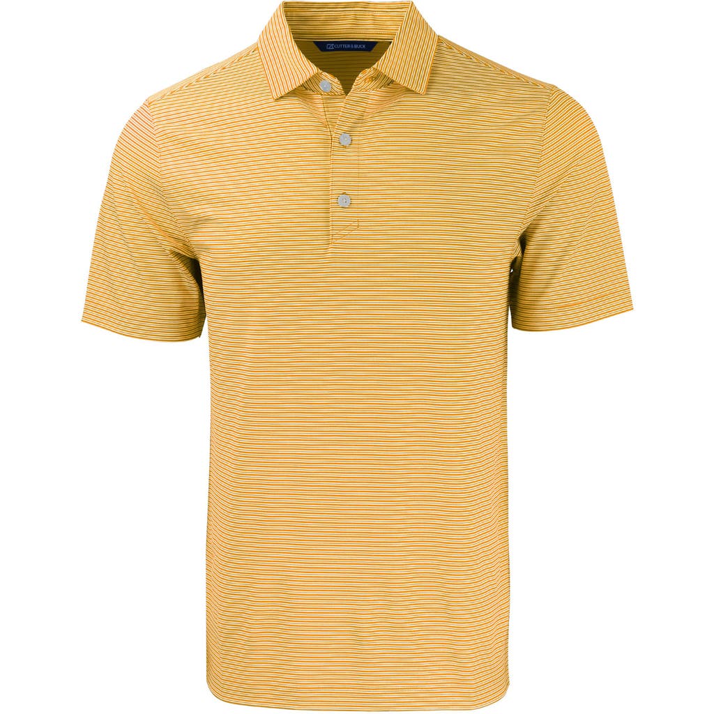 Cutter & Buck Double Stripe Performance Recycled Polyester Polo In College Gold/white