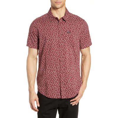 Rvca Ficus Floral Print Slim Fit Shirt, Red