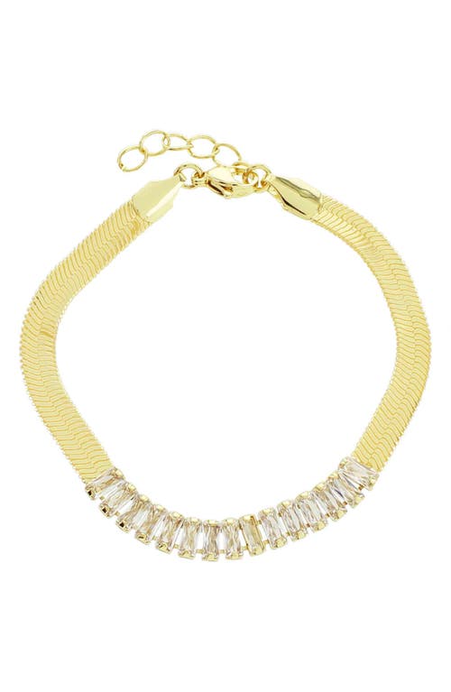 Panacea Crystal Baguette Herringbone Chain Bracelet in Gold