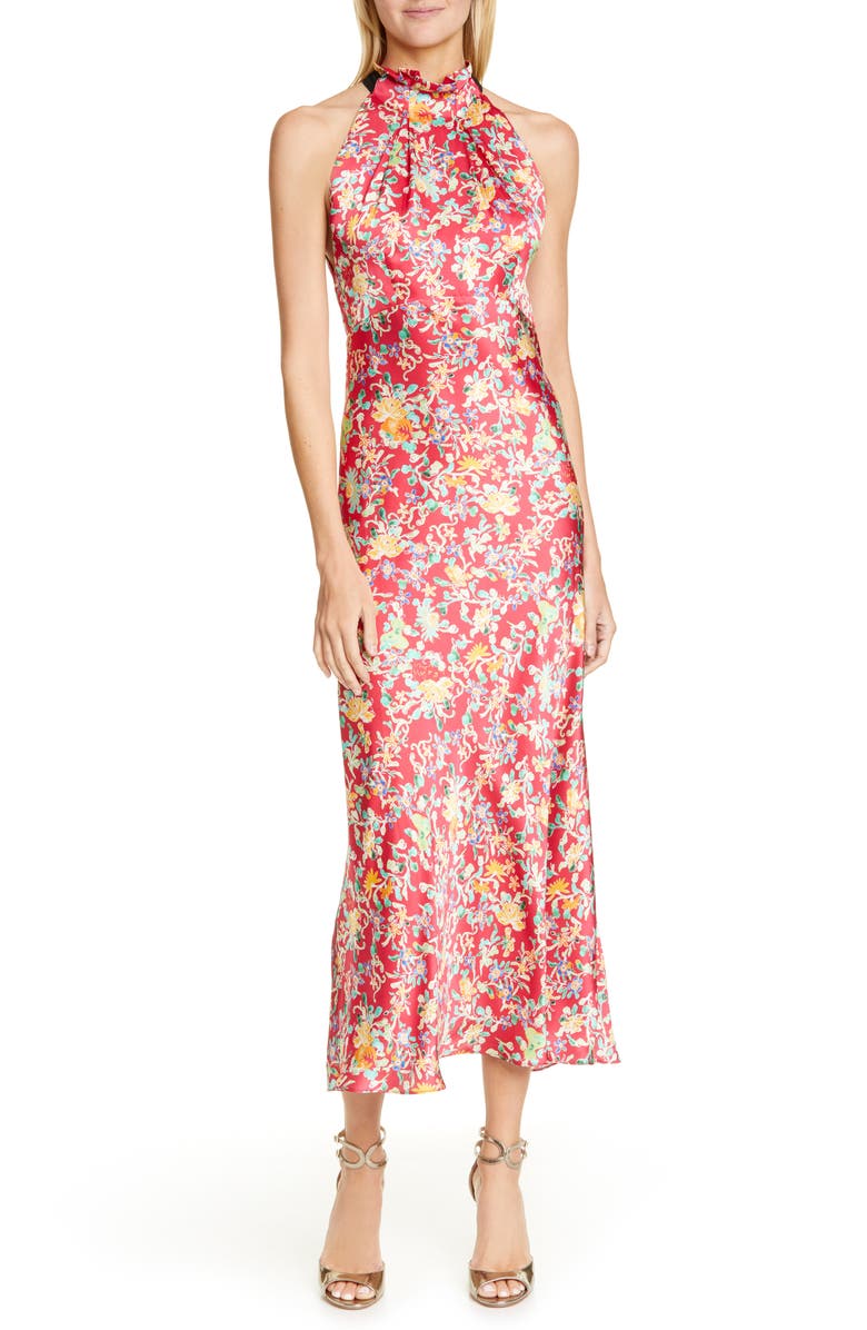 saloni green silk dress