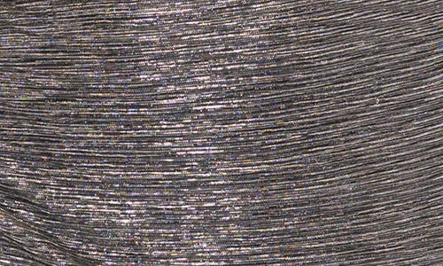 Betsy & Adam Metallic Crinkle One-shoulder Mermaid Gown In Black/gold/silver