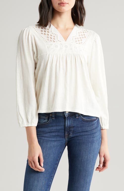 Lucky Brand Lace Trim Cotton Peasant Top at Nordstrom,