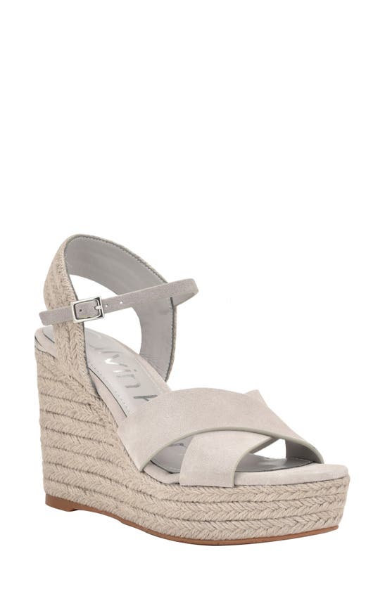 Shop Calvin Klein Elory Platform Wedge Sandal In Light Grey