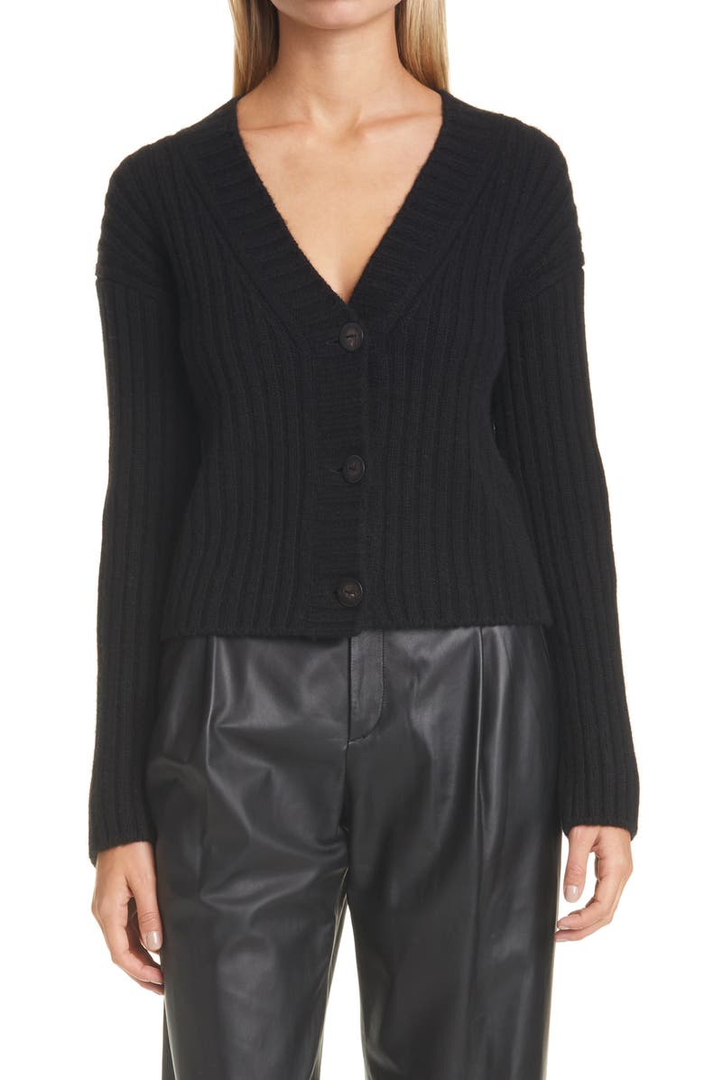 Vince Ribbed Wool & Cashmere Cardigan, Main, color, 