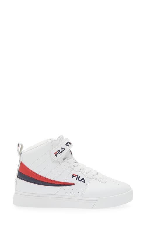Shop Fila Vulc 13 Repeat Logo High Top Sneaker In White/navy/red