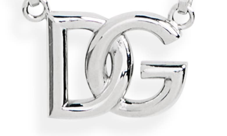 Shop Dolce & Gabbana Dg Logo Pendant Necklace In Argento/ Palladio