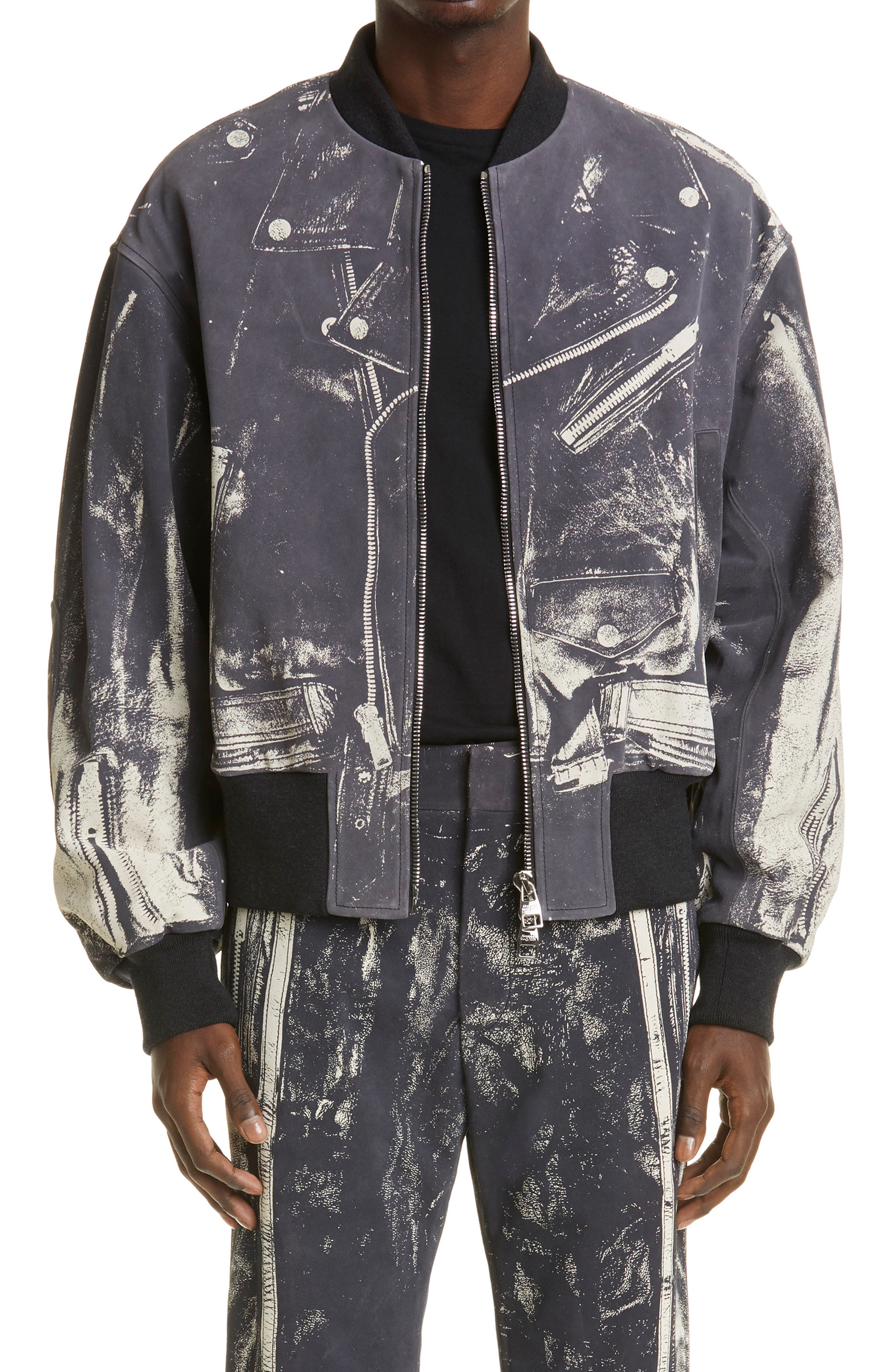 leather jacket with print