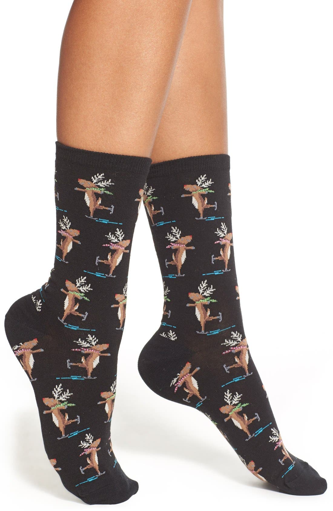 Hot Sox 'Ice Skating Reindeer' Crew Socks Nordstrom