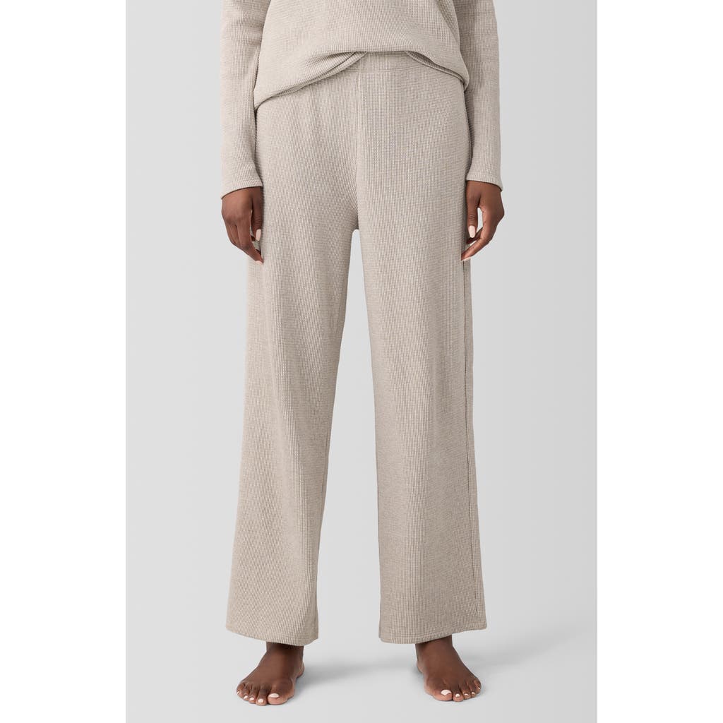 EILEEN FISHER SLEEP Organic Cotton Waffle Knit Straight Ankle Pants in Wheat