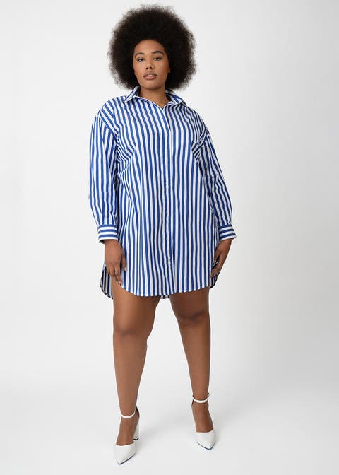 Poplin Tunic Shirt Dress Plus Size