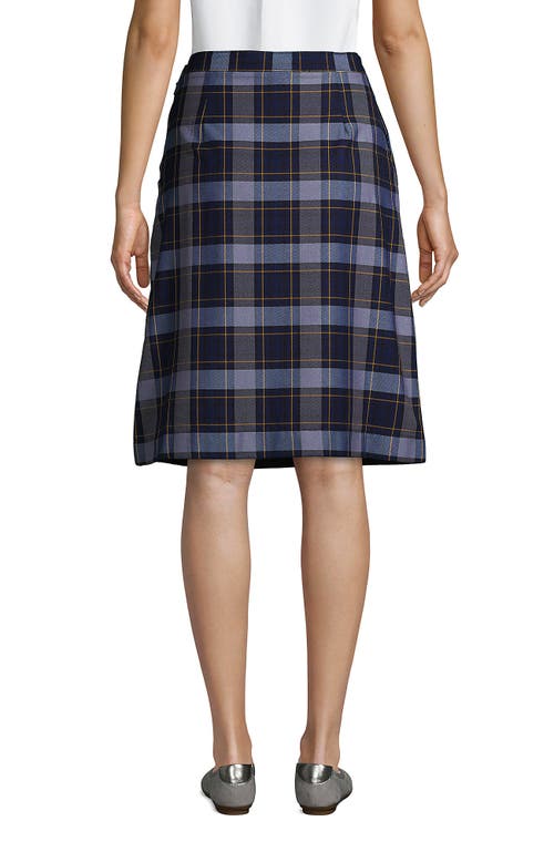 Shop Lands' End School Uniform Young  Plaid A-line Skirt Below The Knee In Classic Navy Plaid