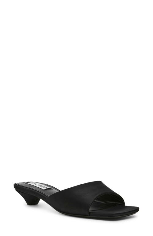 Shop Steve Madden Joanie Kitten Heel Slide Sandal In Black Satin