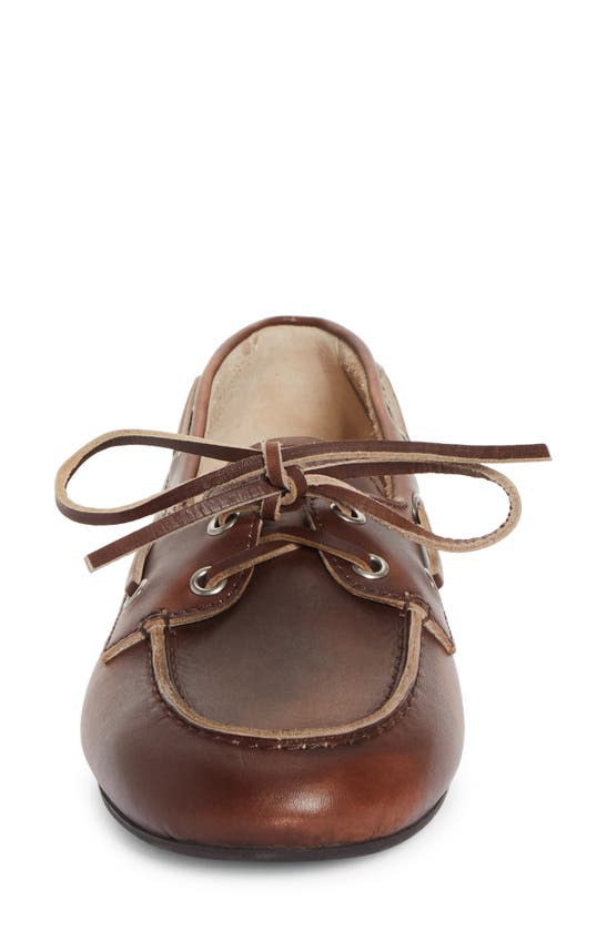 Shop Miu Miu Boat Shoe In Brown