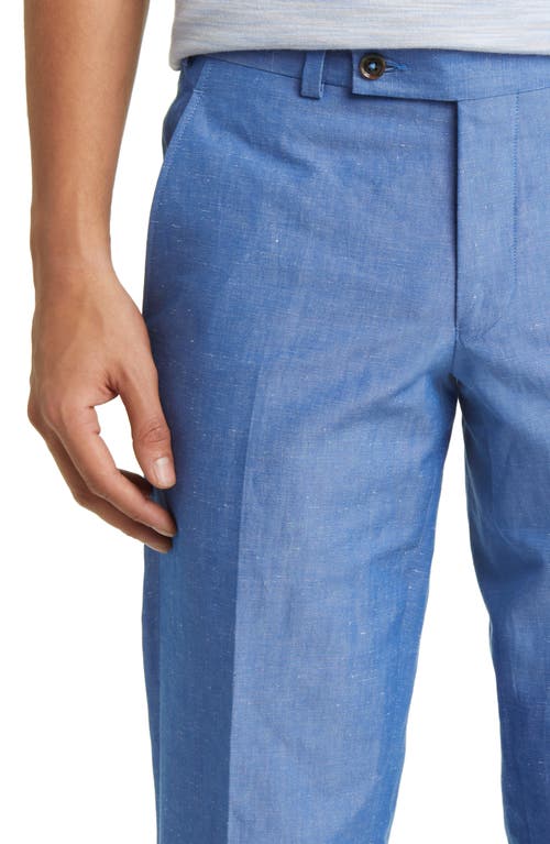 Ted Baker London Jerome Flat Front Linen & Cotton Slub Dress Pants In Light Blue