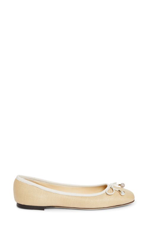 Shop Jimmy Choo Elme Raffia Flat In Natural/latte