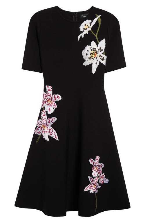 OSCAR DE LA RENTA OSCAR DE LA RENTA ORCHID THREADWORK FIT & FLARE DRESS