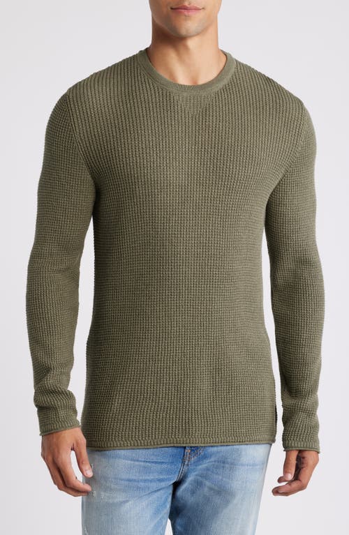 Billy Reid Men's Mini Waffle Crewneck T-Shirt in Olive 