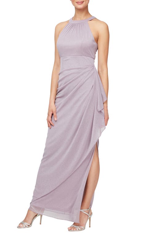 Halter Glitter Formal Gown in Mauve
