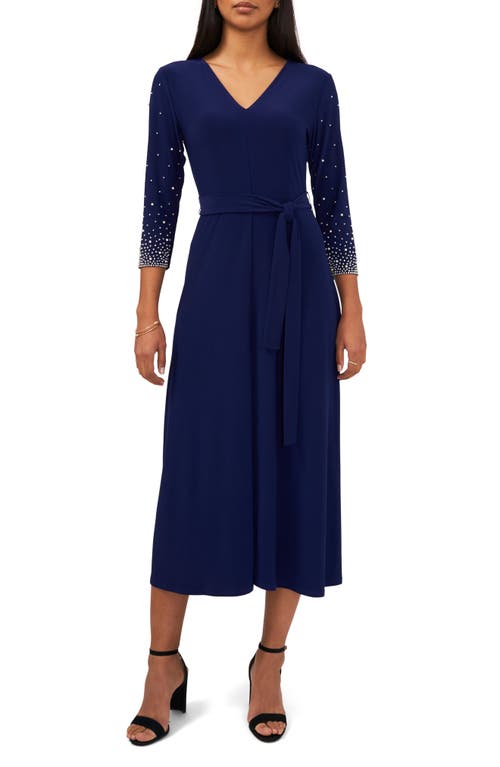 Chaus Embellished Tie Waist Midi Dress at Nordstrom,