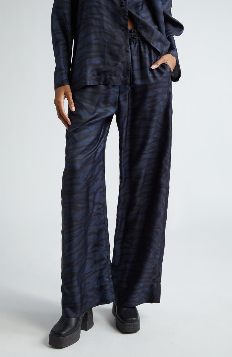 Stella McCartney Tiger Stripe Drawstring Waist Silk Pajama Pants ...