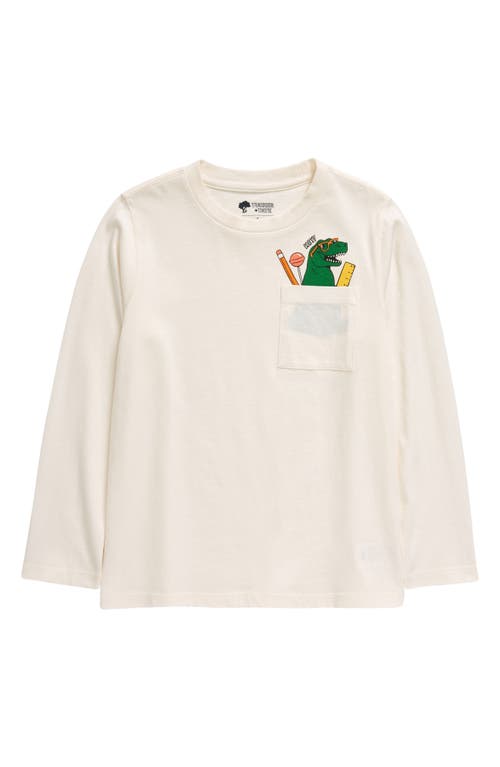 Tucker + Tate Kids' Long Sleeve Pocket Graphic T-Shirt in Ivory Egret Rex Pocket