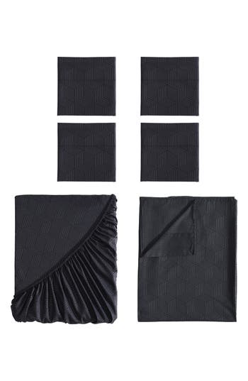 Vcny Home Liam Embossed 6-piece Sheet Set In Black