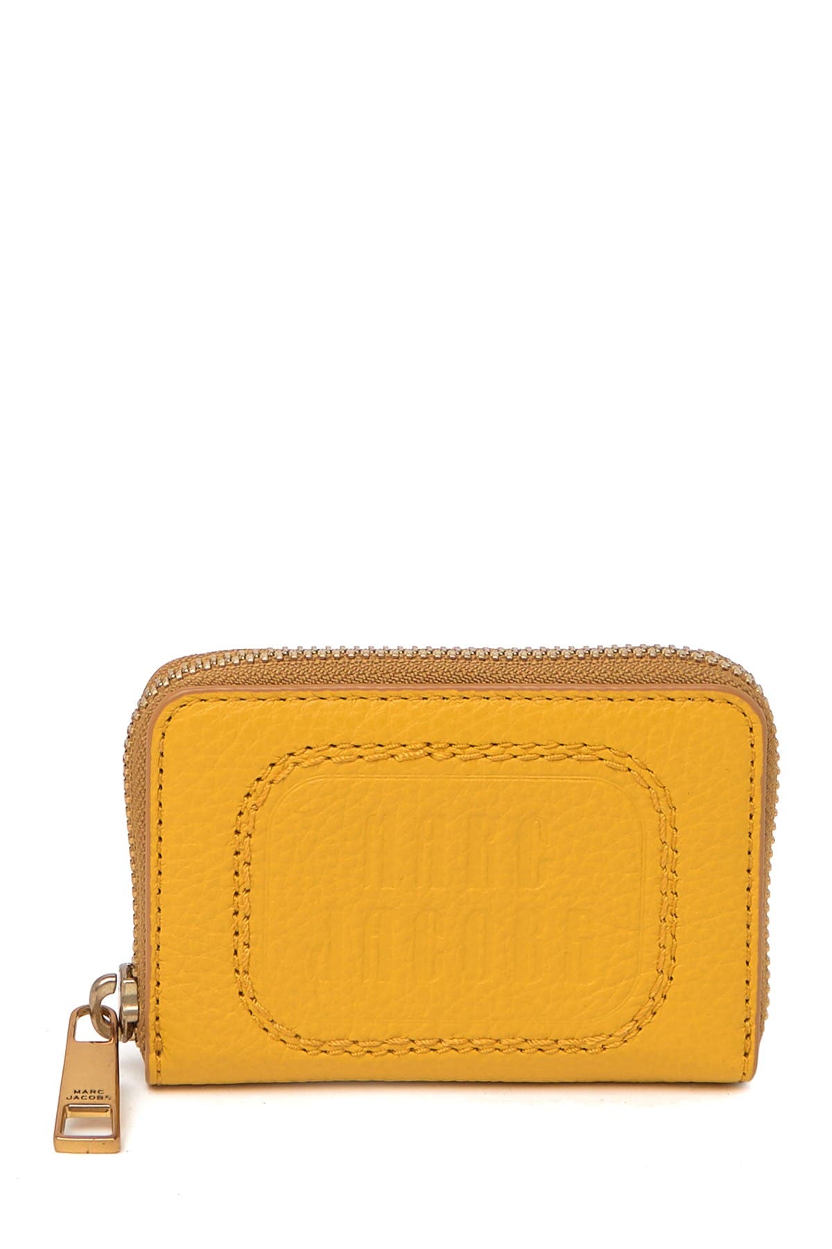 Marc Jacobs The Retro Embossed Logo Leather Mini Zip Card Case In