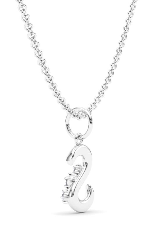 Hautecarat Graduated Lab-created Diamond Initial Letter Pendant Necklace In S - 18k White Gold