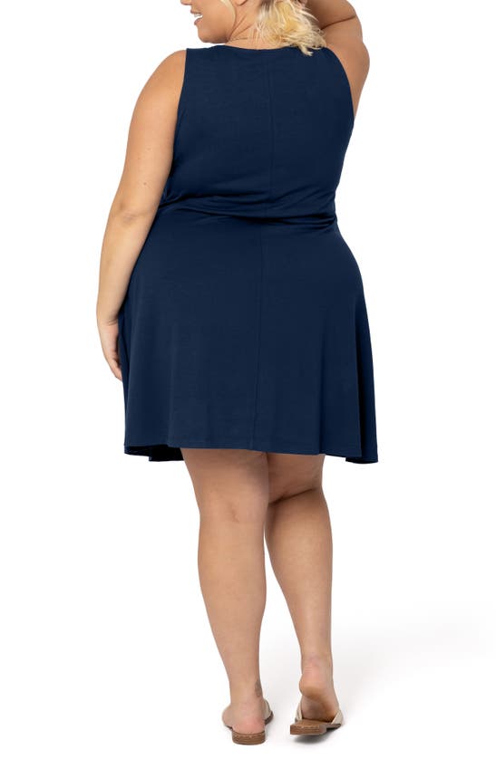 Shop Kindred Bravely Penelope Crossover Maternity/nursing Dress In Navy Blue