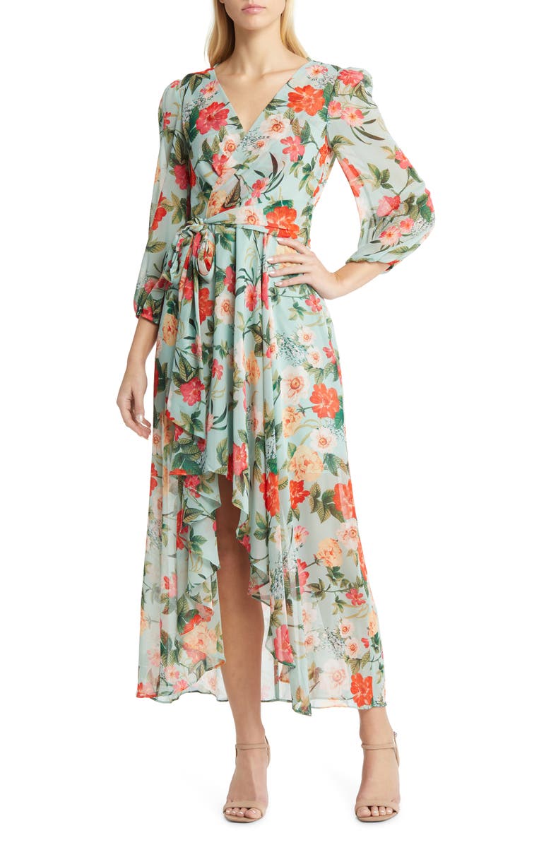 Eliza J Floral Long Sleeve HighLow Dress Nordstromrack