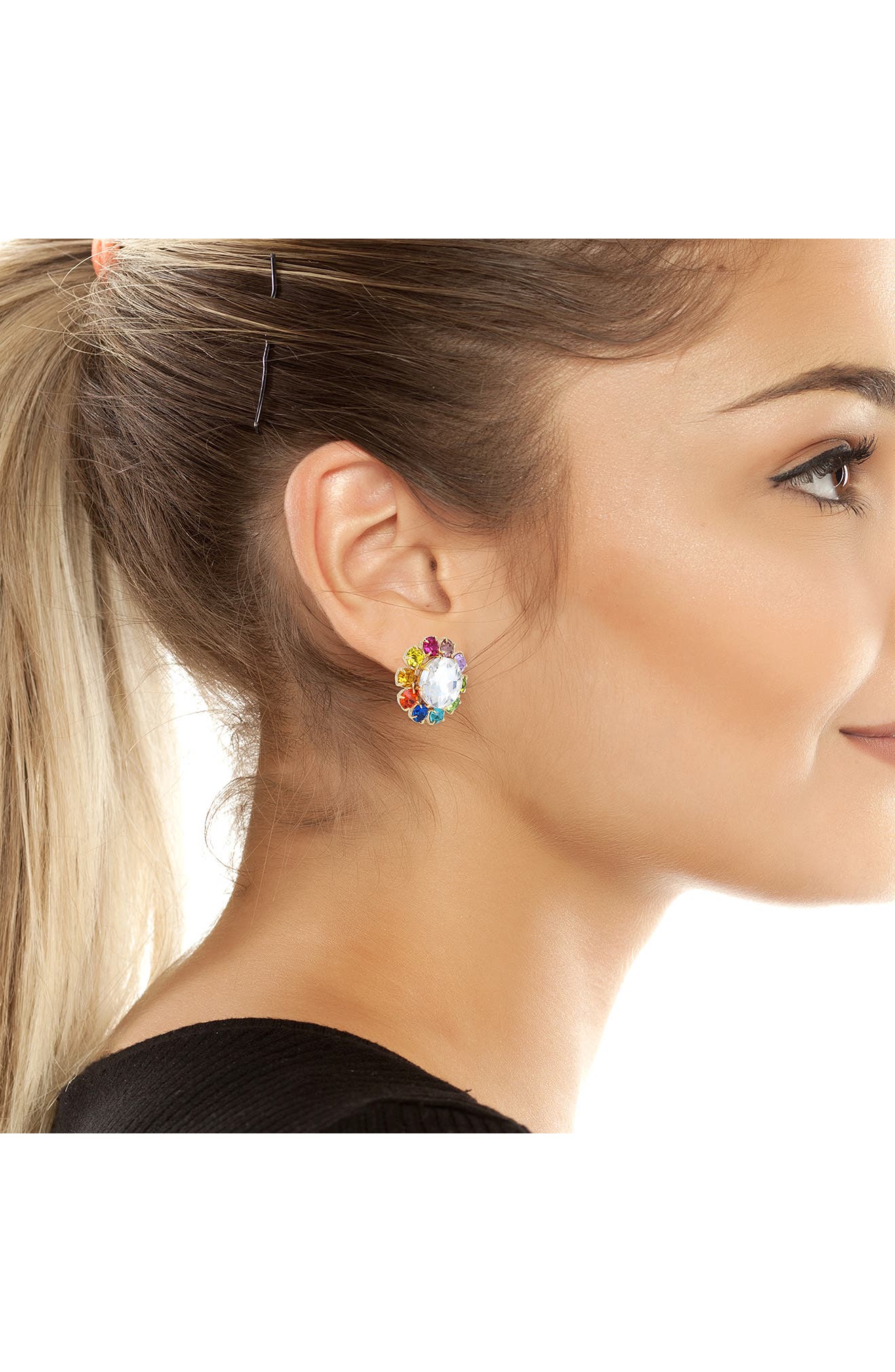 crystal button earrings