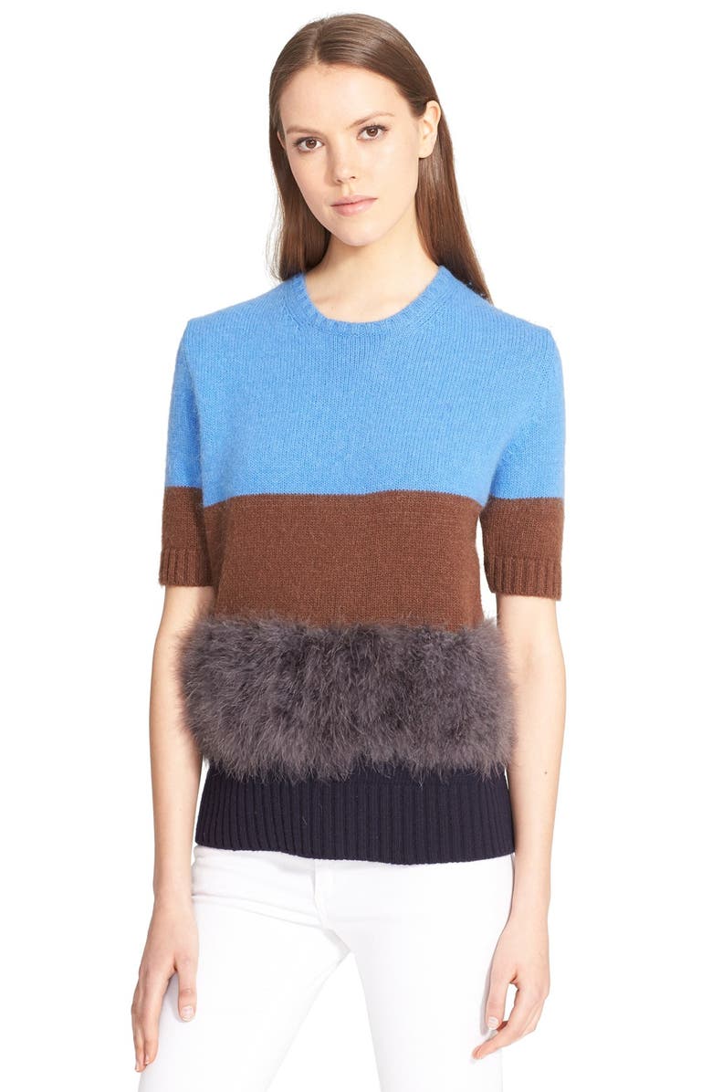 N°21 Feather Trim Stripe Sweater | Nordstrom