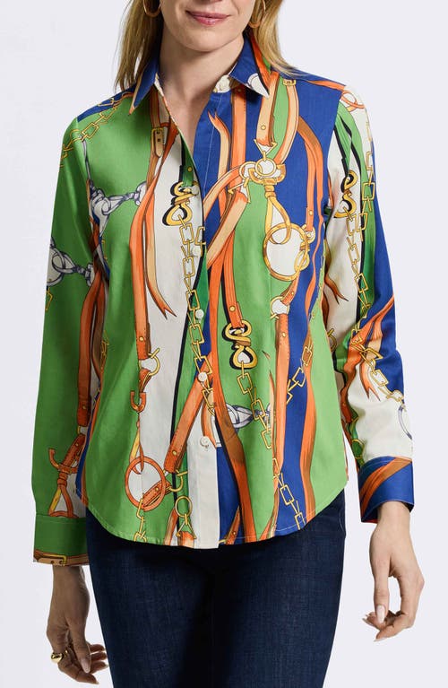 FOXCROFT FOXCROFT JUNE STATUS CHAIN COTTON BUTTON-UP SHIRT 
