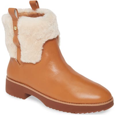Fitflop Mimie Genuine Shearling Trim Bootie, Beige