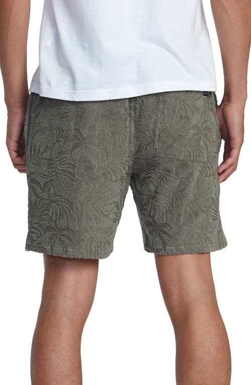 Shop Rvca Palms Down Terry Cloth Jacquard Shorts In Mushroom