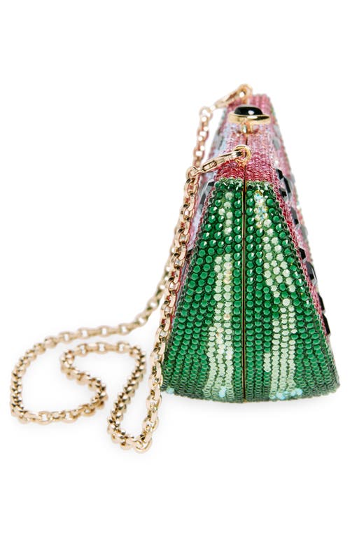 Judith Leiber Slice Watermelon Crystal-embellished Silver-tone Clutch In Champagne Fuchsia Multi